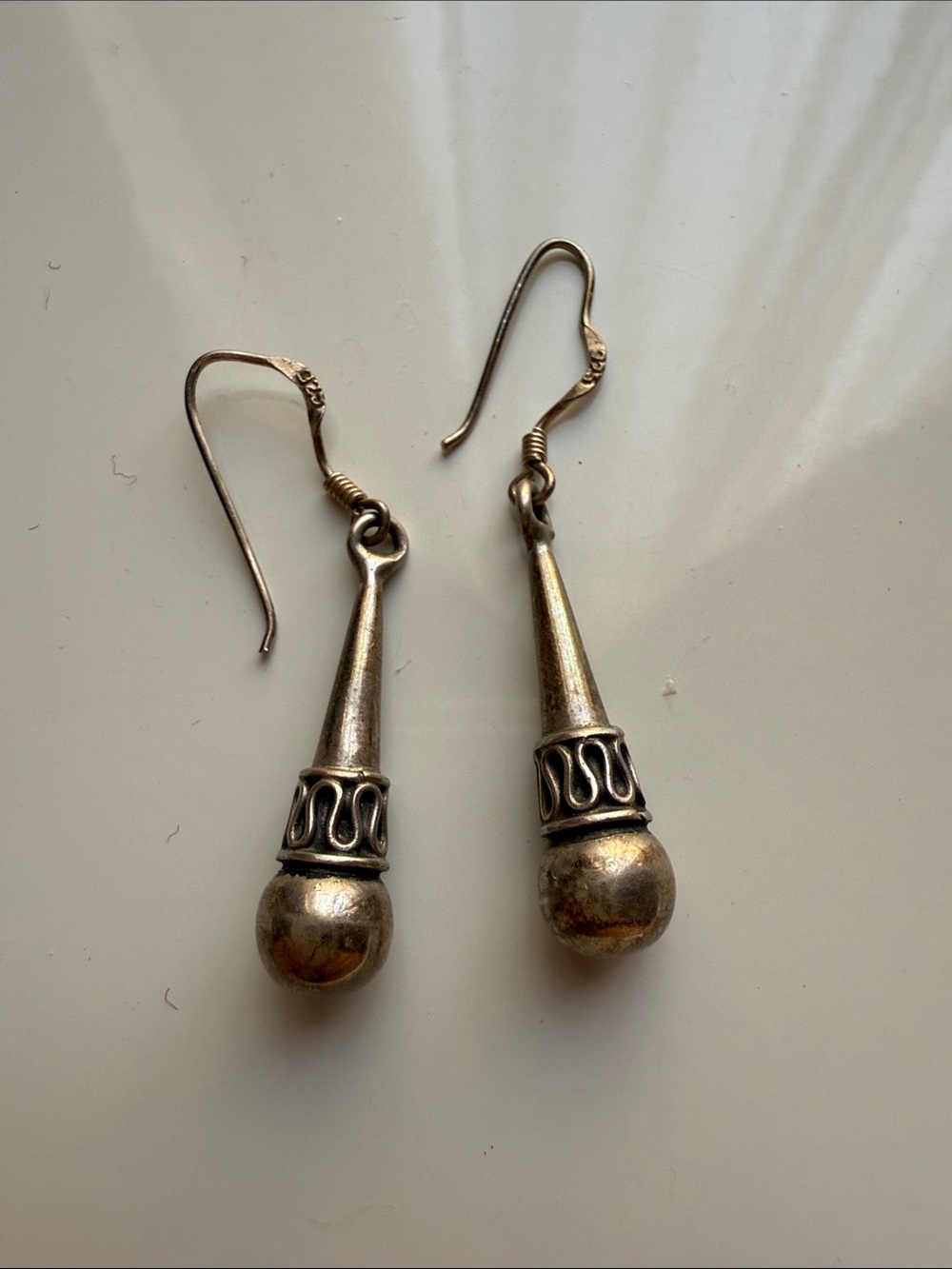 Vintage 925 Sterling Silver Victorian Drop Dangle Earrings